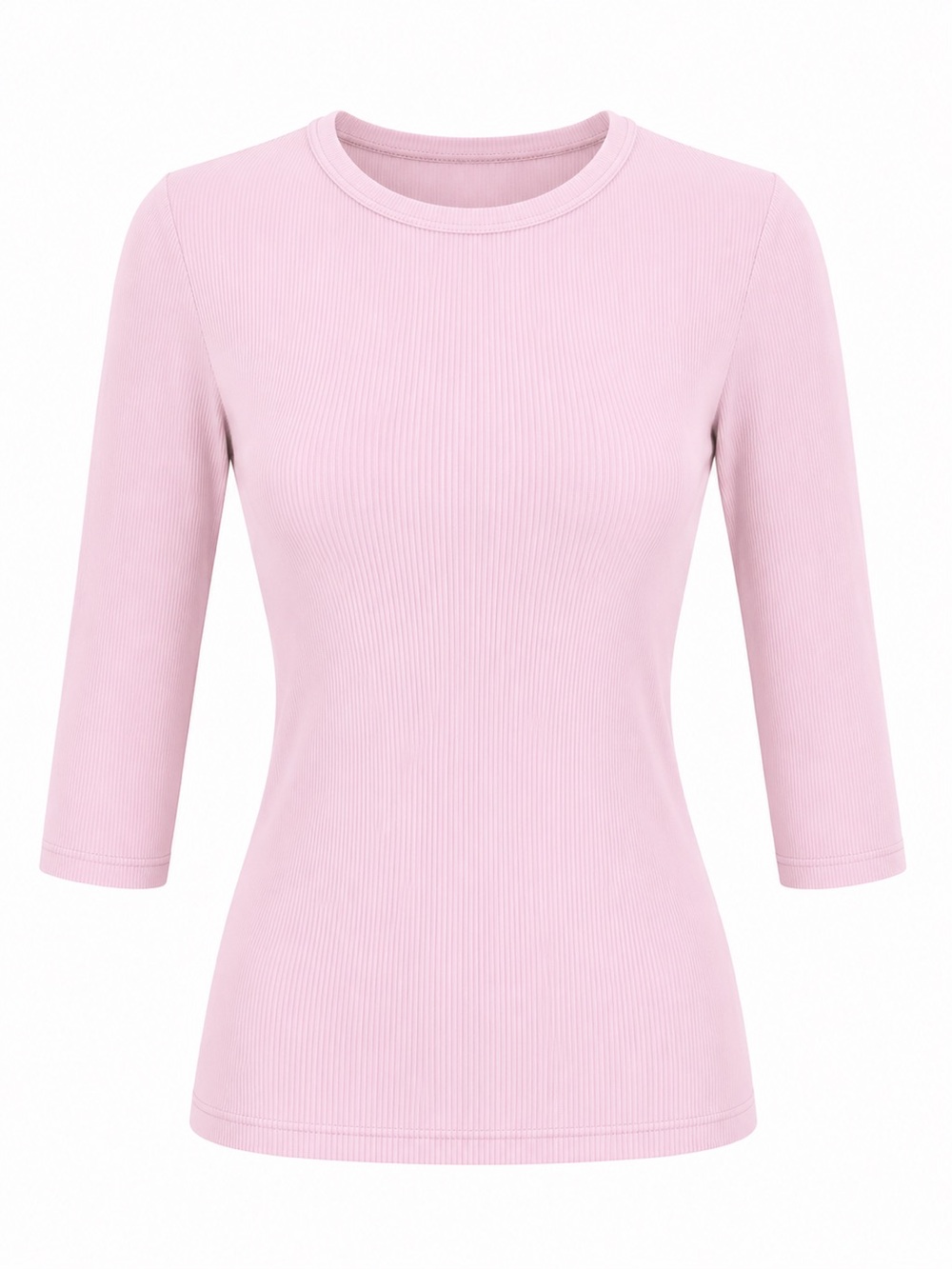 Aleeza Paris ribbed knit Ballet Blush, 3/4 sleeve T-shirt round neck size Large
